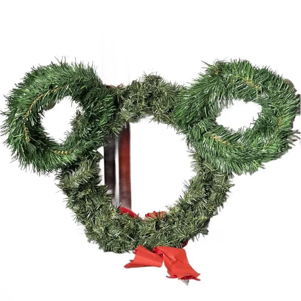 Disney’s Mickey Mouse Christmas Wreath w/Red Shimmering Bows & Ornaments